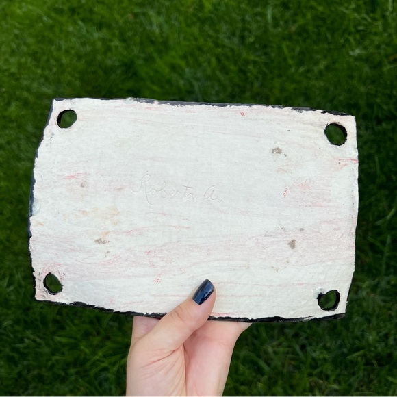 Studio Pottery Floral Lace Vanity Tray Plate or Candle Trinket Plate Curved Edge - Picture 4 of 8